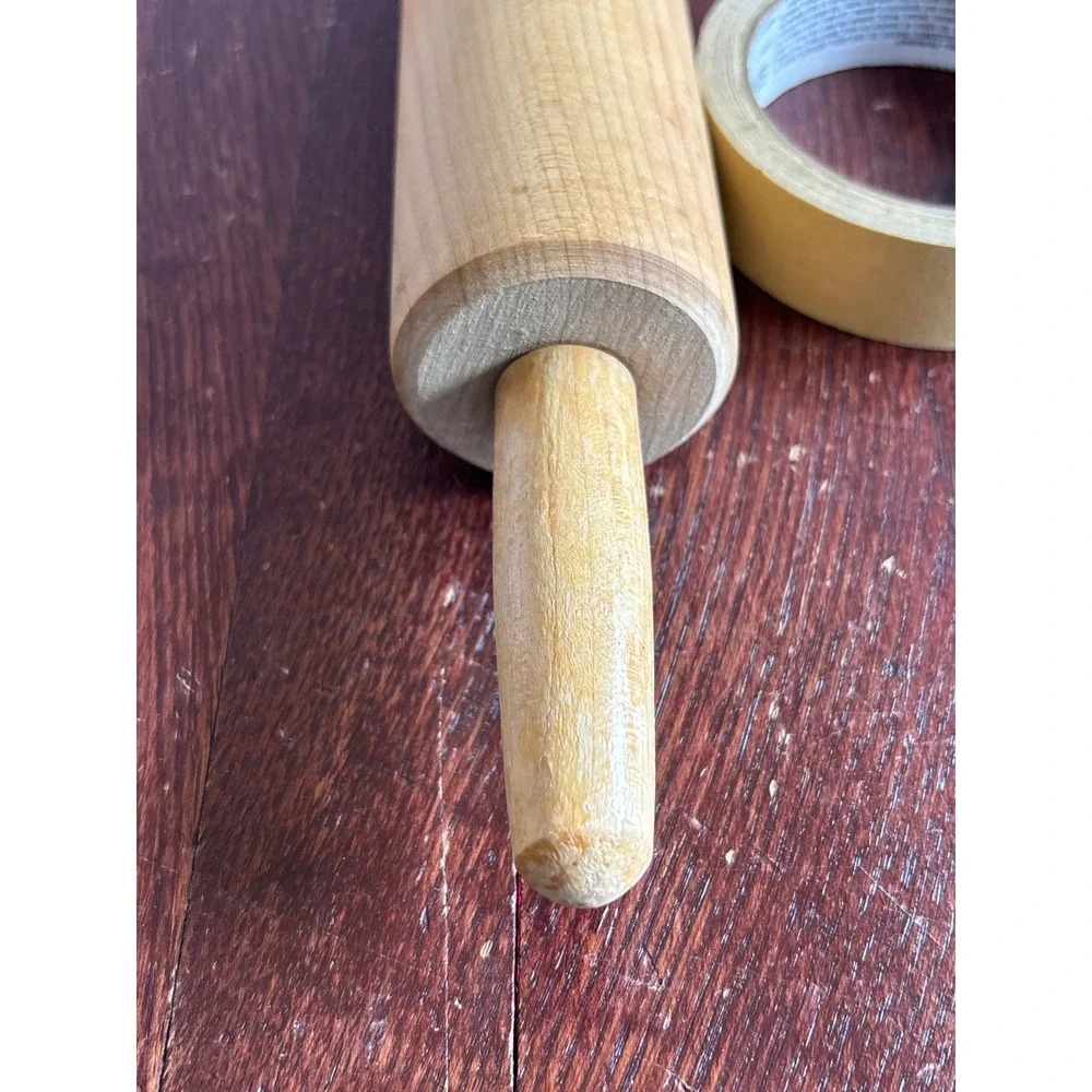 Vintage Solid Wood Rolling Pin 17 Inch Natural Finish Farmhouse Kitchenware